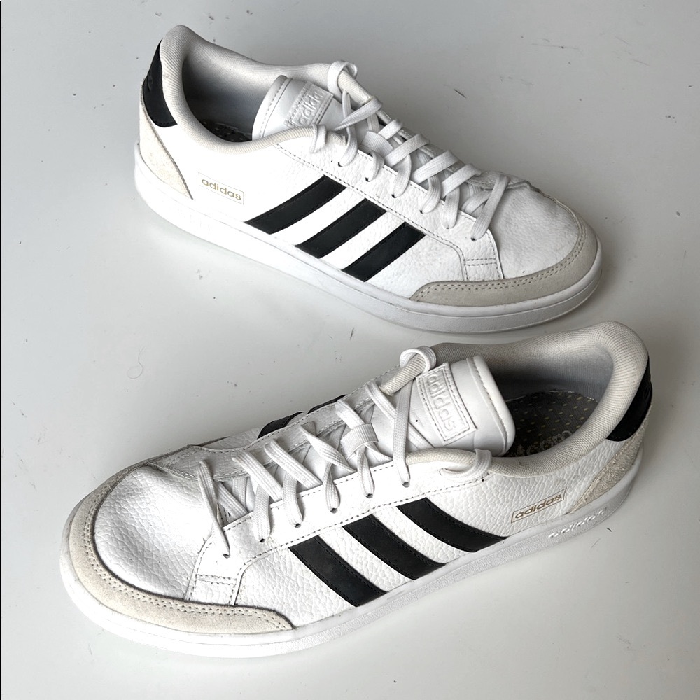 Adidas Grand Court SE Cloud White/Black/Orbit Grey 3 Stripe Leather Suede 11 - Picture 2 of 13